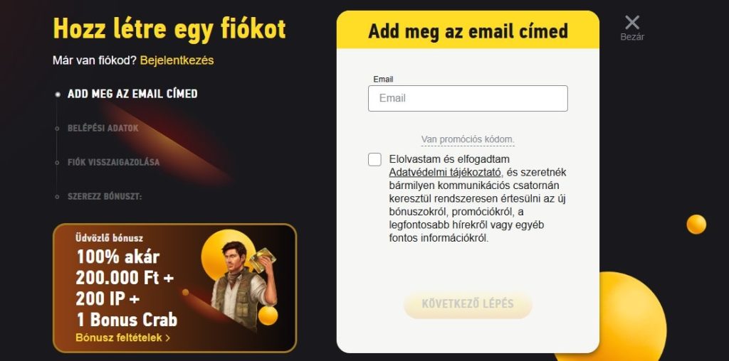FEZbet Casino register
